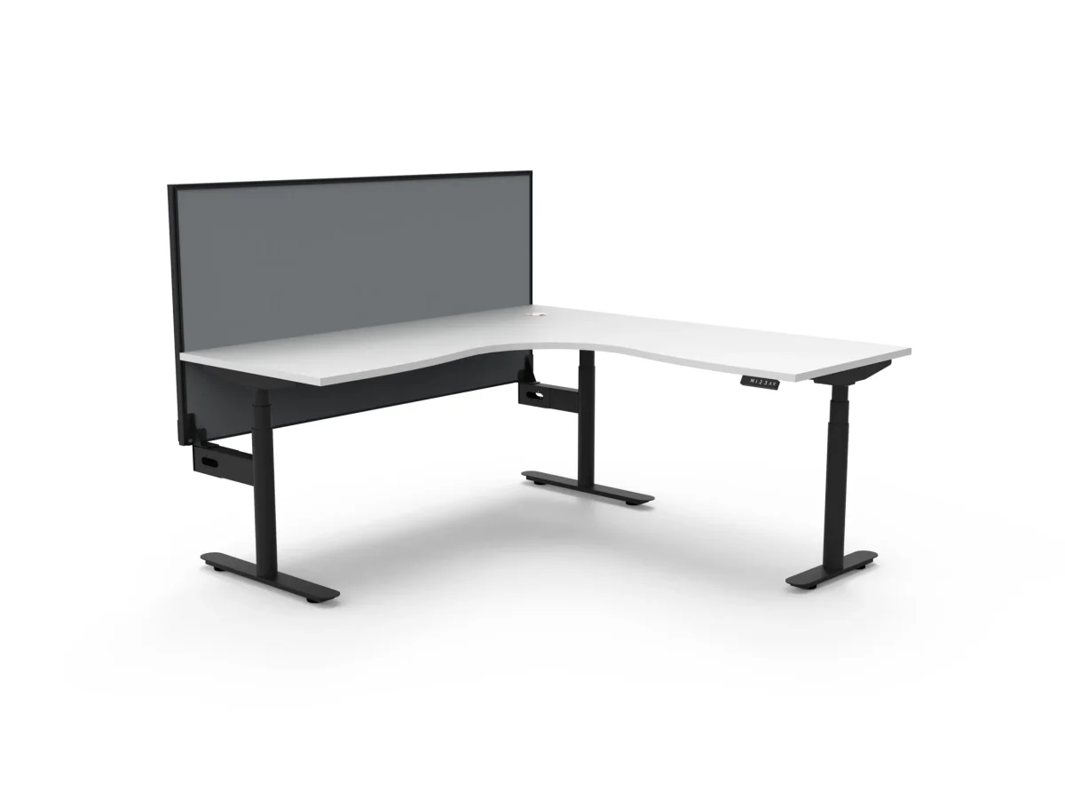 RL Halo Plus Motorized Height Adjustable Corner Workstation with SHUSH30 Screen