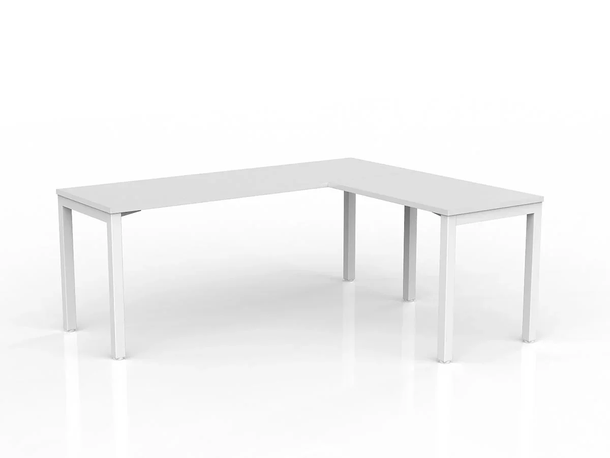 OL Axis Melamine Top Metal Frame Office Desk with Return