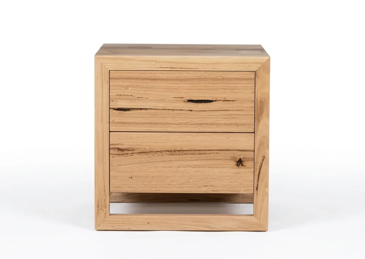 MD Bright Solid Timber 2 Drawer Bedside Table