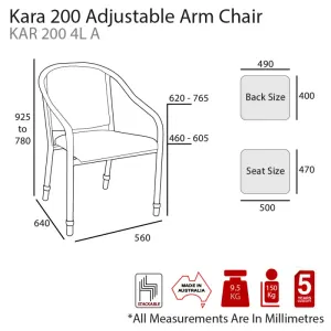MA Kara 200 Fabric or Vinyl Upholstered Heavy Weight Height Adjustable Armchair thumbnail 8