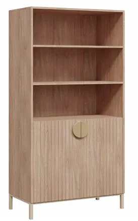 DD Honey Metal Base 2 Door Cupboard with 2 Open Shelves