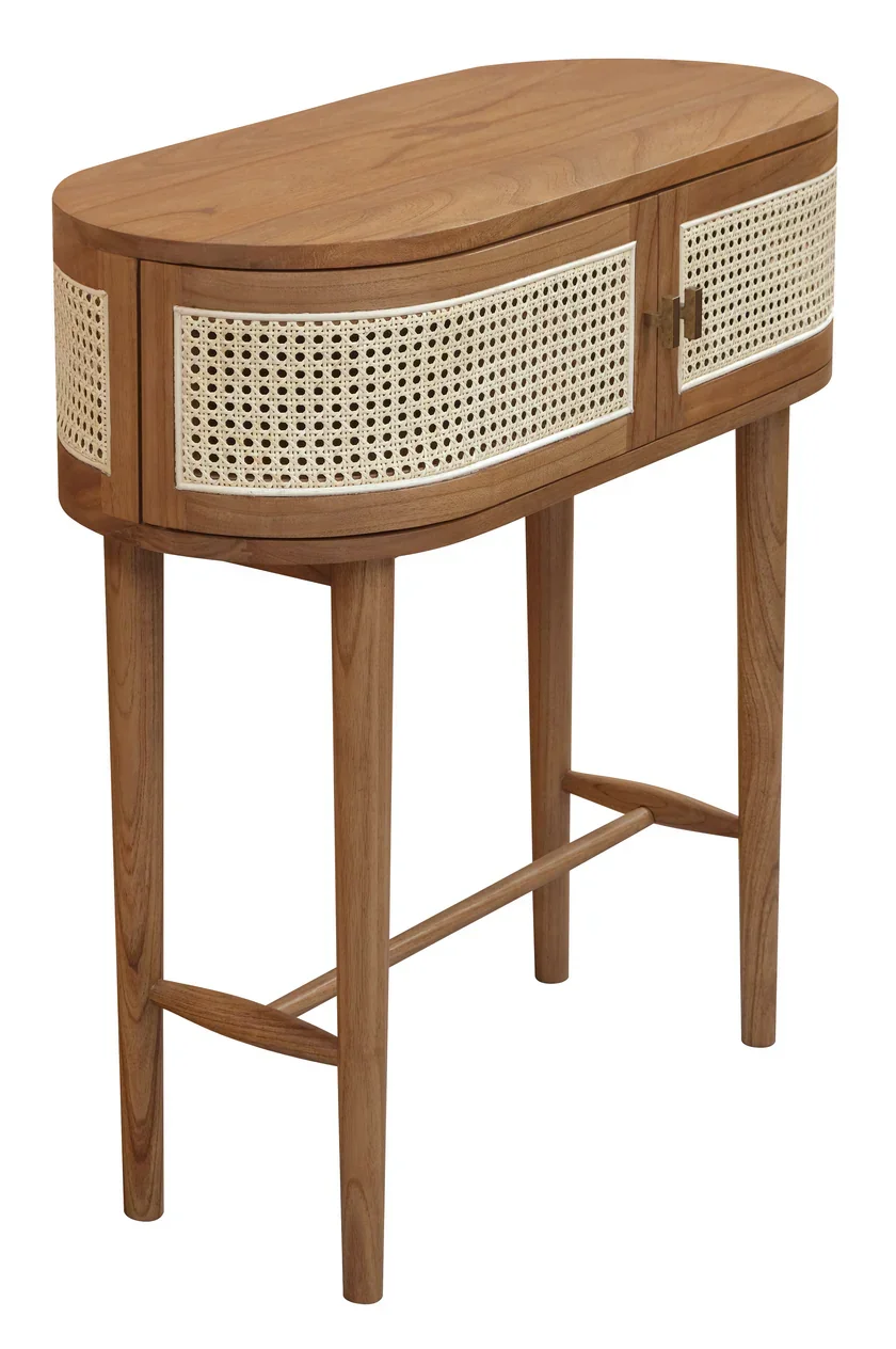 CT Kelly Solid Timber Rattan 2 Door Console Table