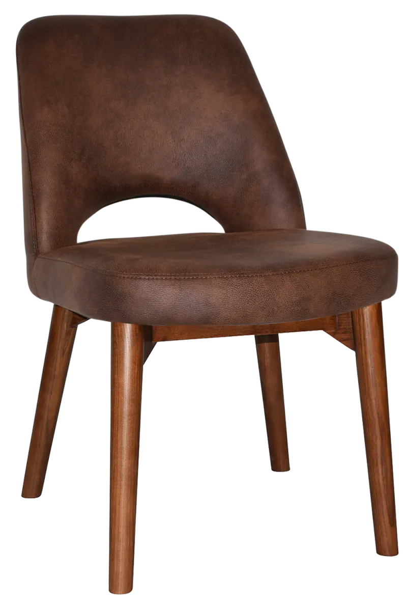 EZ Albury Solid Timber Walnut Colour Stained Upholstered Hospitality Dining Chair
