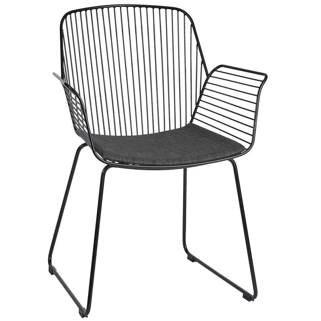SH Angel Metal Armchair with Seat Cushion - Black