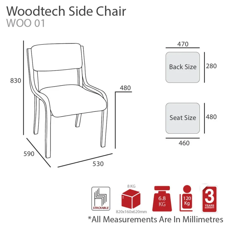 MA Woodtech Fabric or Vinyl Upholstered Stackable Visitor Chair thumbnail 13
