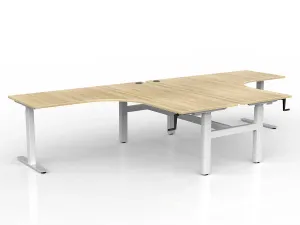 OL Agile Winder Height Adjusting 90° Shared Workstation - Oak Top White Frame thumbnail 1