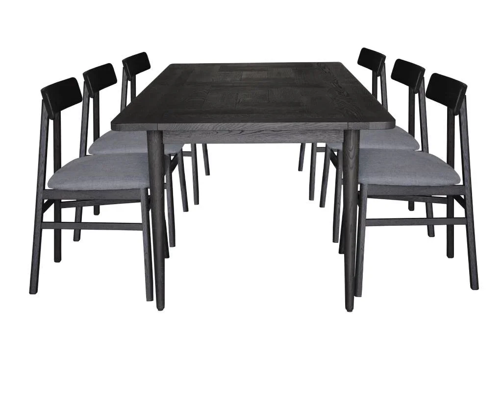 VI Patchwood Timber Framed Dining Table with 6 Chairs Set