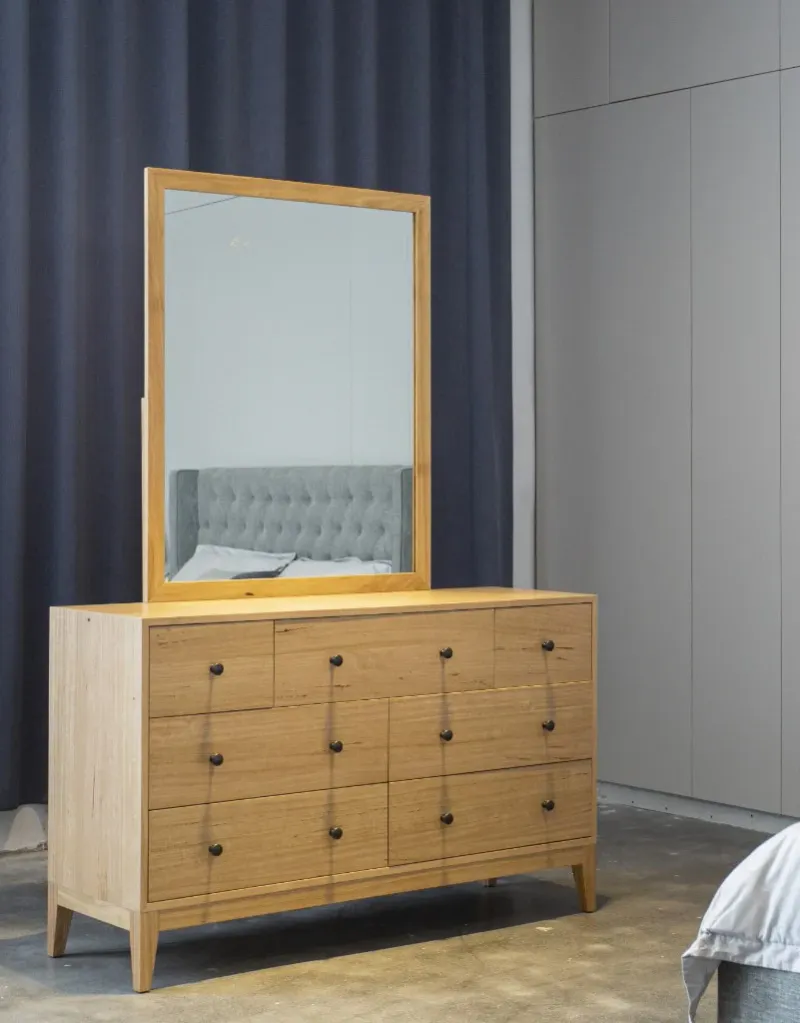 VI Colmar Solid Timber 7 Drawer Dressing Table with Mirror