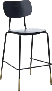 FL Tiramisu Plywood Black Metal Frame with Brass Tip Hospitality Barstool thumbnail 2