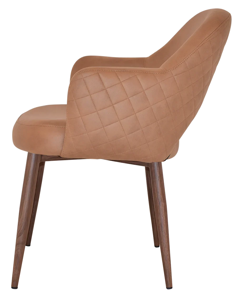 EZ Albury Walnut Colour Metal Leg Upholstered Hospitality Dining Armchair