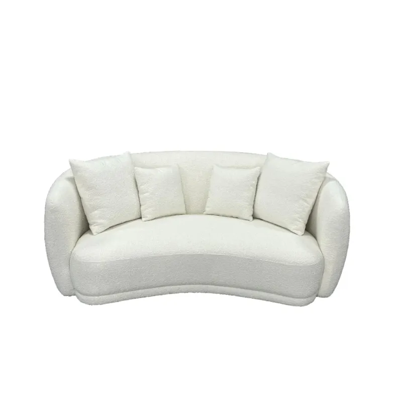 VI Ibiza Boucle Fabric 2.5 Seater Sofa - White and Light Grey