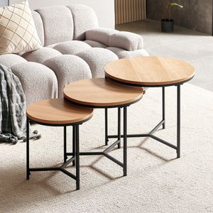 VI Ledora MDF Top Metal Base 3 Piece Nest of Coffee Tables thumbnail 1