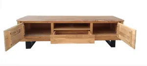 VI Elba Solid Timber Metal Base 2 Door 1 Drawer Entertainment Unit thumbnail 4