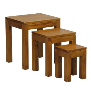 CT Amsterdam Solid Mahogany Timber Nest of Tables thumbnail 1