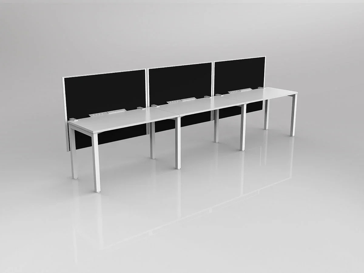 OL Axis 3 User Single Sided Workstation with Hung Screen - Splice Fabric