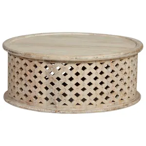 SH Preston Solid Timber Round Coffee Table -Natural thumbnail 1