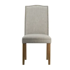 DA Studded Smoky Grey Fabric Upholstered Dining Chair Set of 2 thumbnail 8
