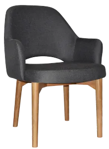 EZ Albury Solid Oak Stained Timber Upholstered Hospitality Dining Armchair - XL thumbnail 18