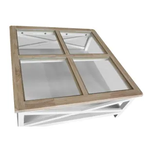 VI Shellwood Solid Timber Glass Top Square Coffee Table with Shelf thumbnail 3