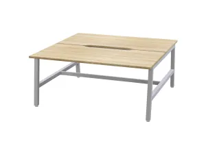 OL Axis Trestle 2 User Bench – Oak Top with White Frame thumbnail 3