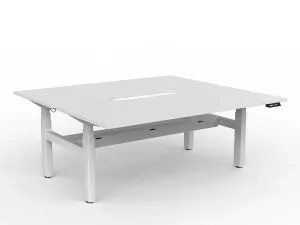 OL Agile Motion+ Electric Height Adjustable Shared Desk – White Top White Frame thumbnail 2