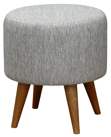 CT Manhattan Fabric Upholstered Round Ottoman with Timber Legs