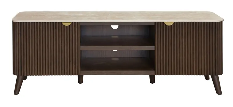 VI Cotswold Stone Top Solid Timber 2 Drawer and 2 Niches TV Unit