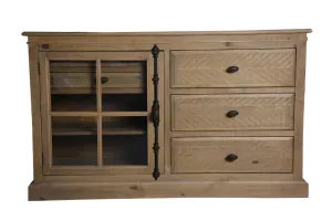 VI Provincial Solid Timber 5 Drawer 1 Glass Door Dressing Table thumbnail 1