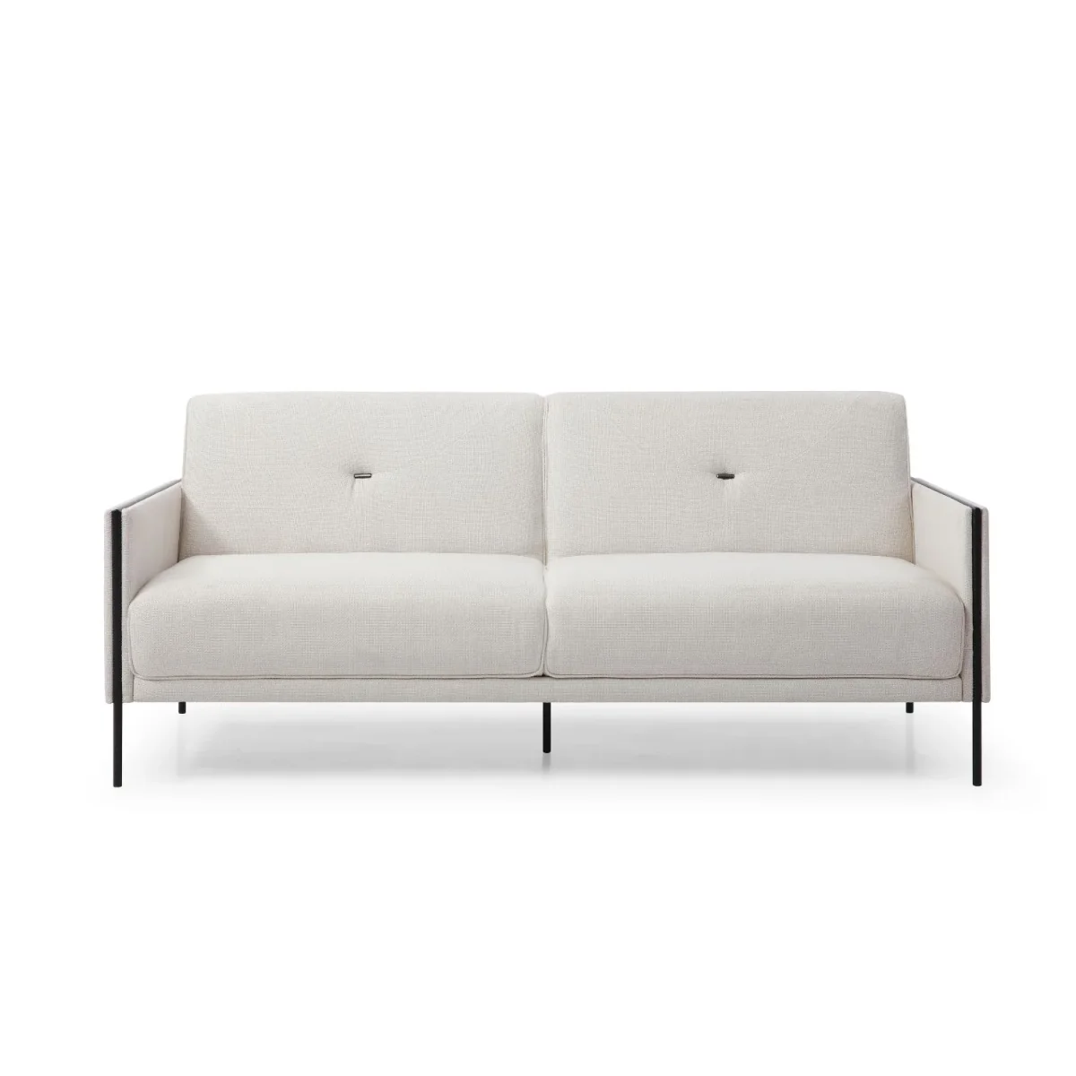 HE Yasir PU Leather Upholstered Metal Leg 3 Seater Sofa Bed