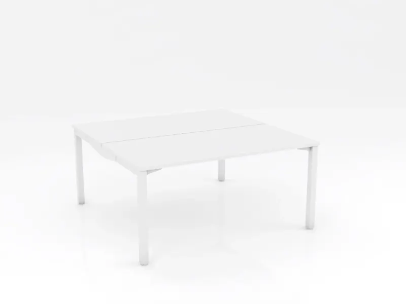 OL Axis Stretch Double Sided 2 User Desk – White Top with White Frame