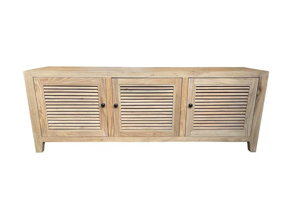MF Recycled Elmwood Louvre Entertainment Unit with Internal Shelves