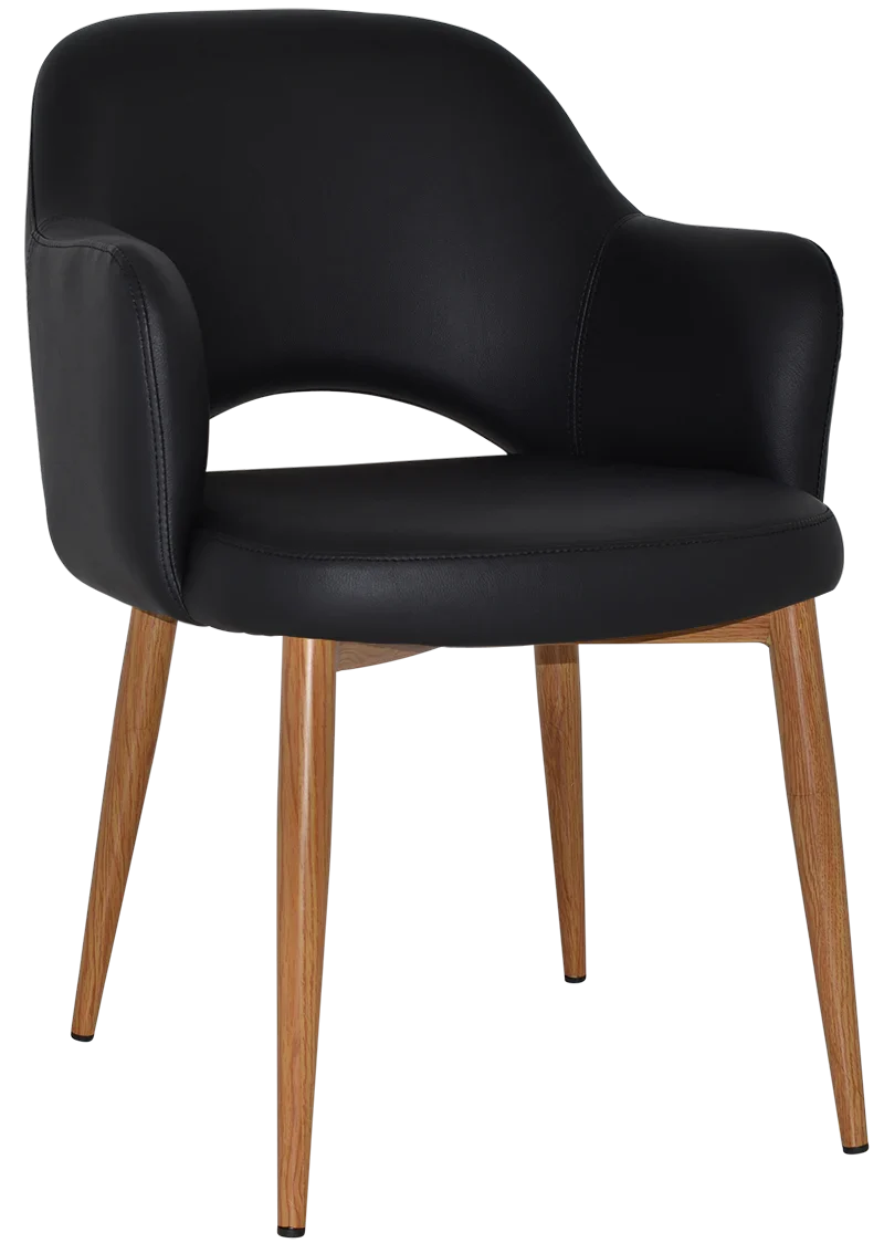 EZ Albury Oak Colour Metal Leg Upholstered Hospitality Dining Armchair