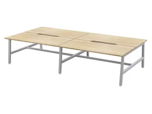 OL Axis Trestle 4 User Bench – Oak Top with White Frame thumbnail 2