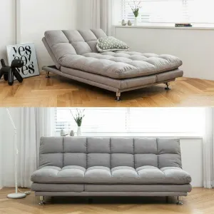 HE Vivin Fabric Upholstered Metal Leg 3 Seater Sofa Bed thumbnail 3