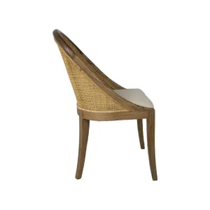 CR Alabama Timber Framed Rattan Back Fabric Seat Dining Chair thumbnail 12