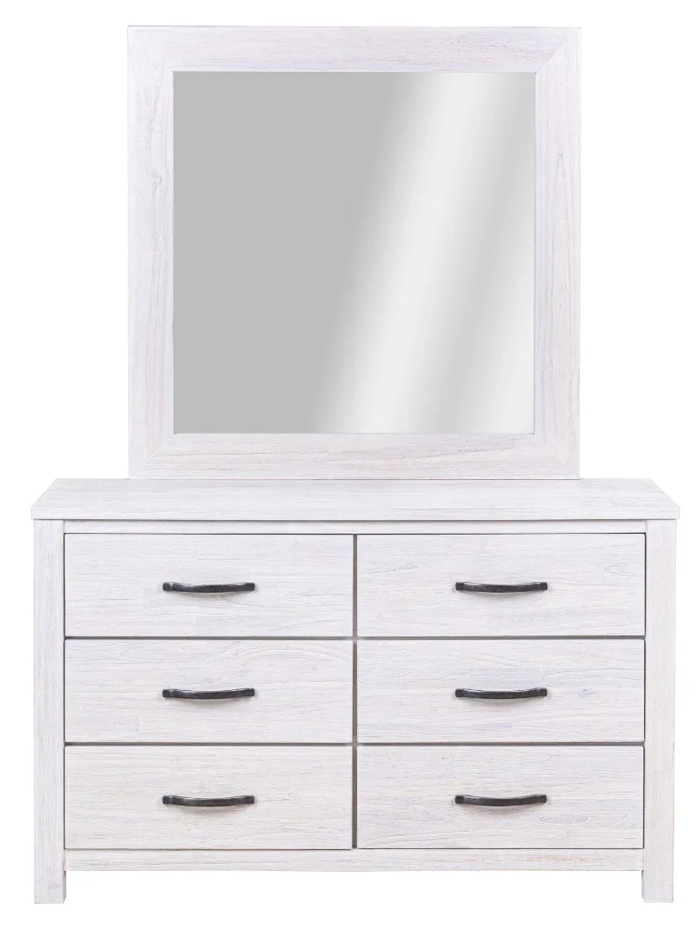 VI Florida Mountain Ash Timber 6 Drawer Dresser with Mirror
