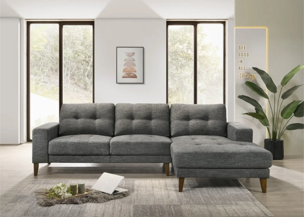 VI Club Fabric Upholstered 2 Seater Sofa with Chaise