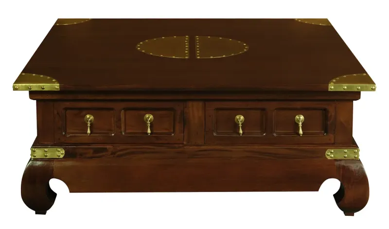 CT Dynasty Solid Mahogany Timber 4 Drawer Square Coffee Table