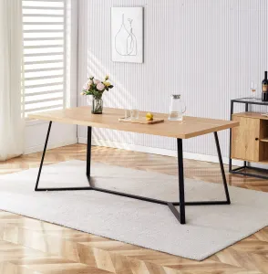 BT April Metal Leg Timber Veneer Top Dining Table thumbnail 1