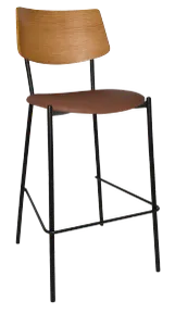 EZ Texas Black Metal Leg Barstool with Light Oak Veneer Back thumbnail 8