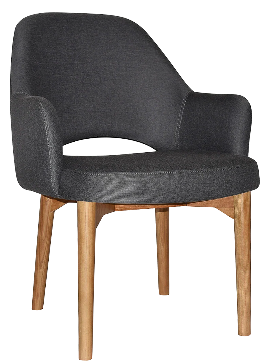 EZ Albury Solid Oak Stained Timber Upholstered Hospitality Dining Armchair - XL