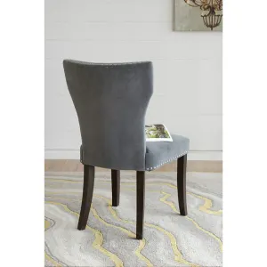 DA Studded Grey Fabric Upholstered Dining Chair Set of 2 thumbnail 2