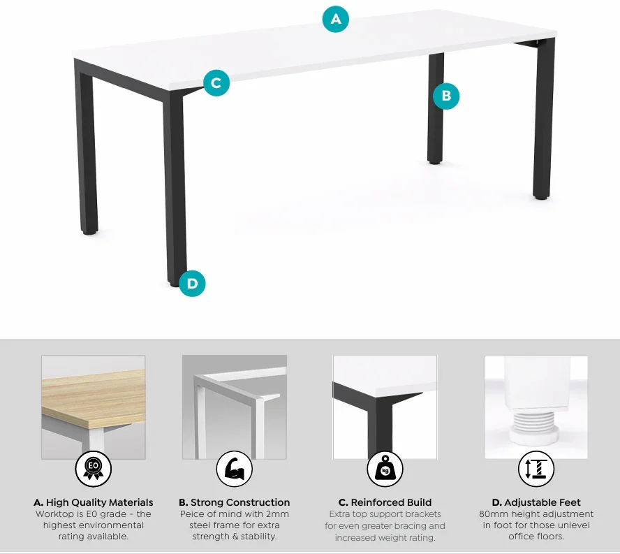 OL Axis 2-User Double Sided Workspace – Oak Top Black Frame