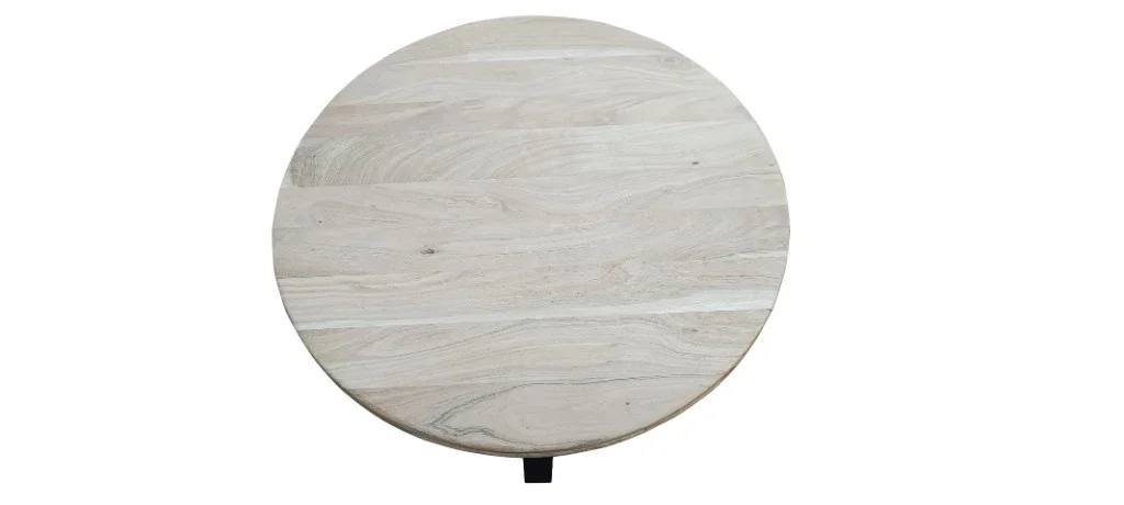 VI Juniper Round Coffee Table Solid Timber Top Metal Base