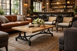 MF Bourke Recycled Elm Timber Metal Base Coffee Table thumbnail 3