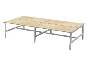 OL Axis Trestle 4 User Bench – Oak Top with White Frame thumbnail 1