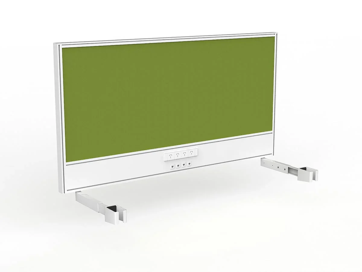 OL Studio Screen with Ducting for Agile Individual Desk – Splice Fabric with White Frame