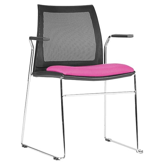 ST Vinn Mesh Back Upholstered Stackable Client Chair with Arms