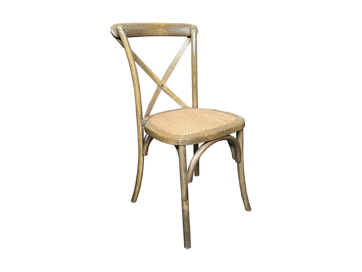 MF Crossback Rattan Frame & Seat Stackable Dining Chair