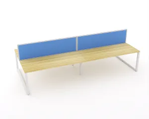 Ol Anvil Desk 4-User Double Sided Workspace with Splice Screen & White Frame Oak Top thumbnail 1